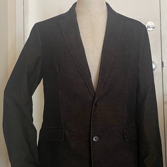 Pronto Uomo Men’s Corduroy Blazer Dark Brown Retro Rock Casual Jacket L